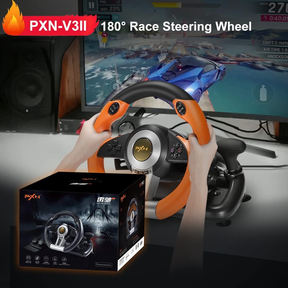 Volante de carreras para PC PXN V3 PRO, USB, XBOX, PS, SWITCH.
