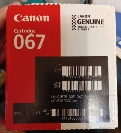 Cartucho de Toner Canon 067 Negro, MF650 y LBP630.