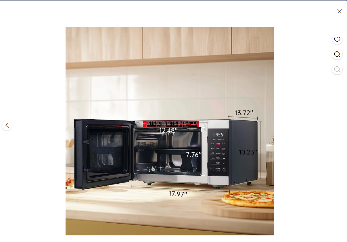 Microondas Galanz con freidora de aire, 0.9 pies, 900V, acero inox.