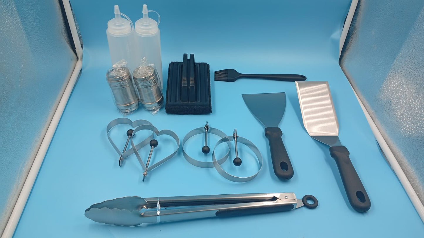 Kit de accesorios para parrilla, 19 piezas, Acero Inoxidable.
