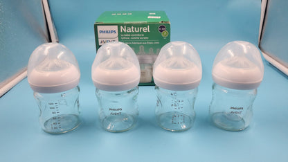 Biberón Vidrio Philips Avent Natural 4 Oz 4 Pzs 0-3M