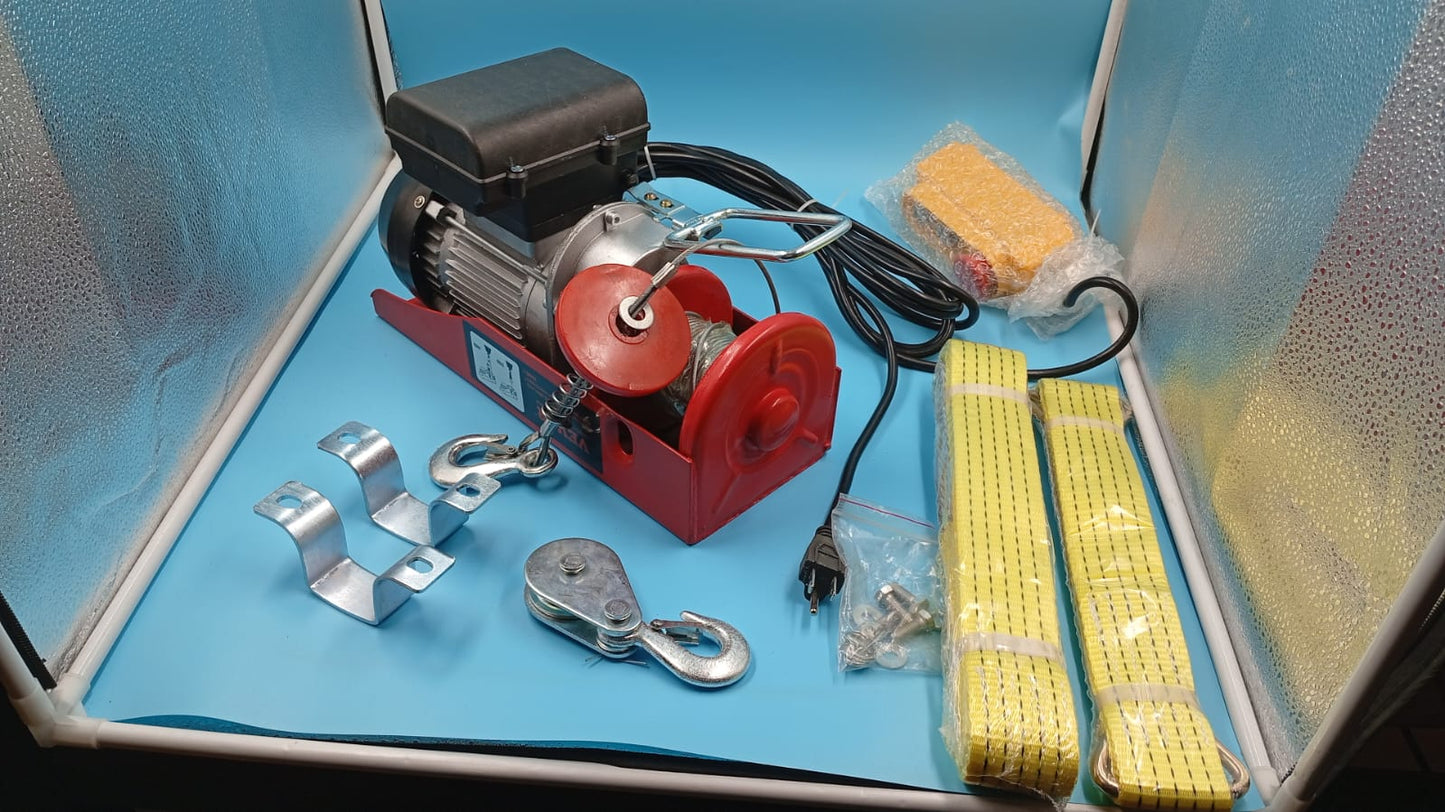 Polipasto eléctrico con control remoto, VEVOR, 440 lbs. 110 V.