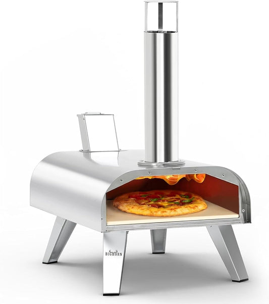 Horno de pizza, madera de pellets, portátil, stainless steel.(USADO)