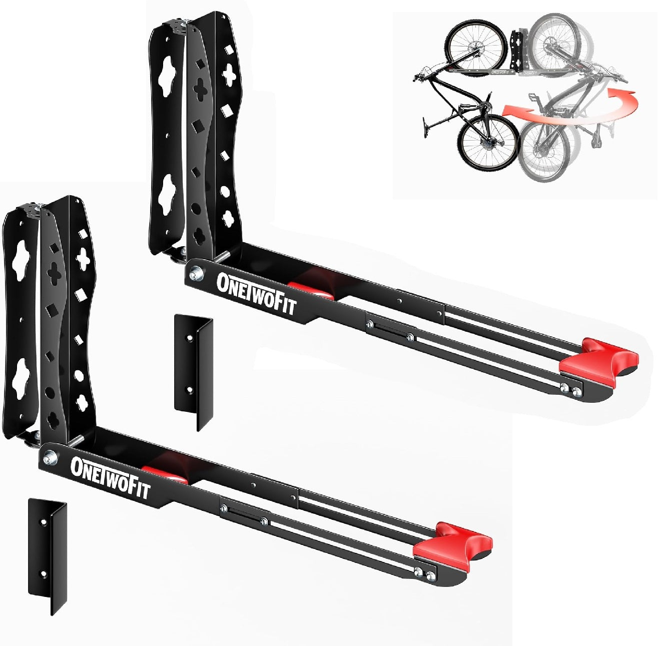 Soportes de pared pivotante para bicicletas ONETWOFIT, 2 UNIDADES
