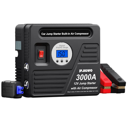 Arrancador de batería para coche JFEGWO CS02-3000A con compresor de aire