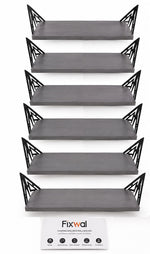 6 Repisas Gris de Pared Madera con Soportes Metálicos Fixwal