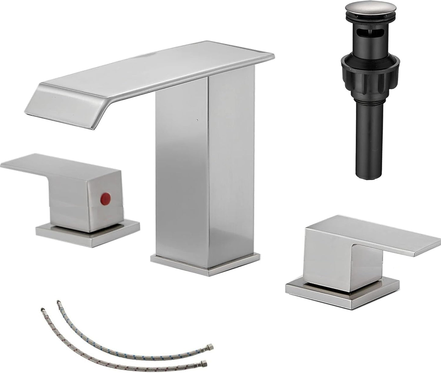 Llave de baño de níquel cepillado generalizado de 3 agujeros, 2 asas.
