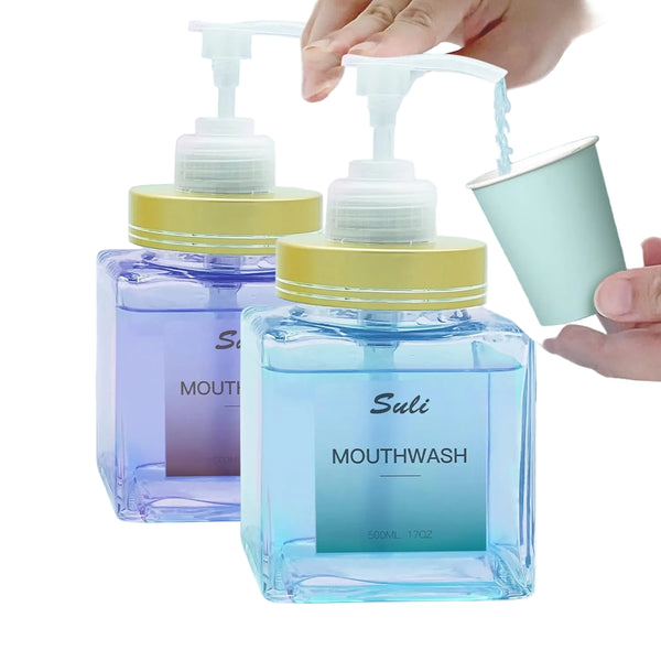 Set 2 Dispensadores Vidrio Baño/cocina 17Oz Con Etiquetas