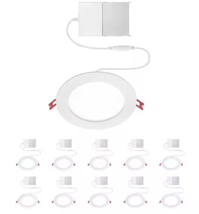 Luces  empotrables 6 pulgadas, LED delgado sin carcasa, blanco (paquete de 10)