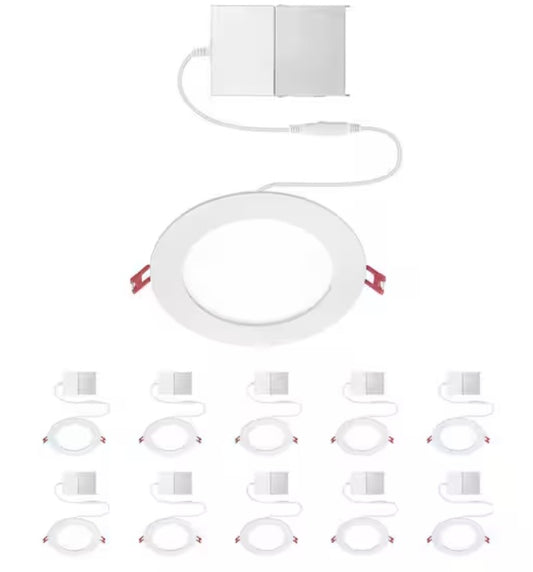 Luces  empotrables 6 pulgadas, LED delgado sin carcasa, blanco (paquete de 10)