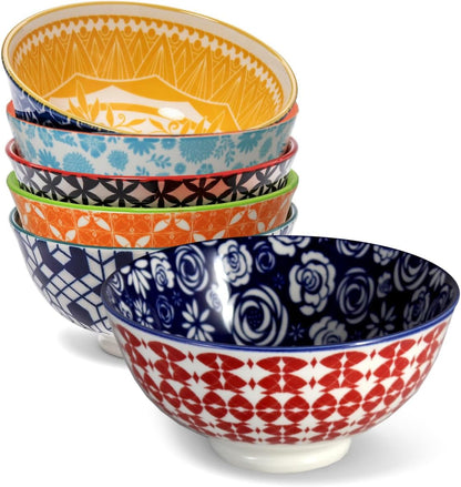Juego De 6 Cuencos de Postre Porcelana 10oz Set 6 Colores