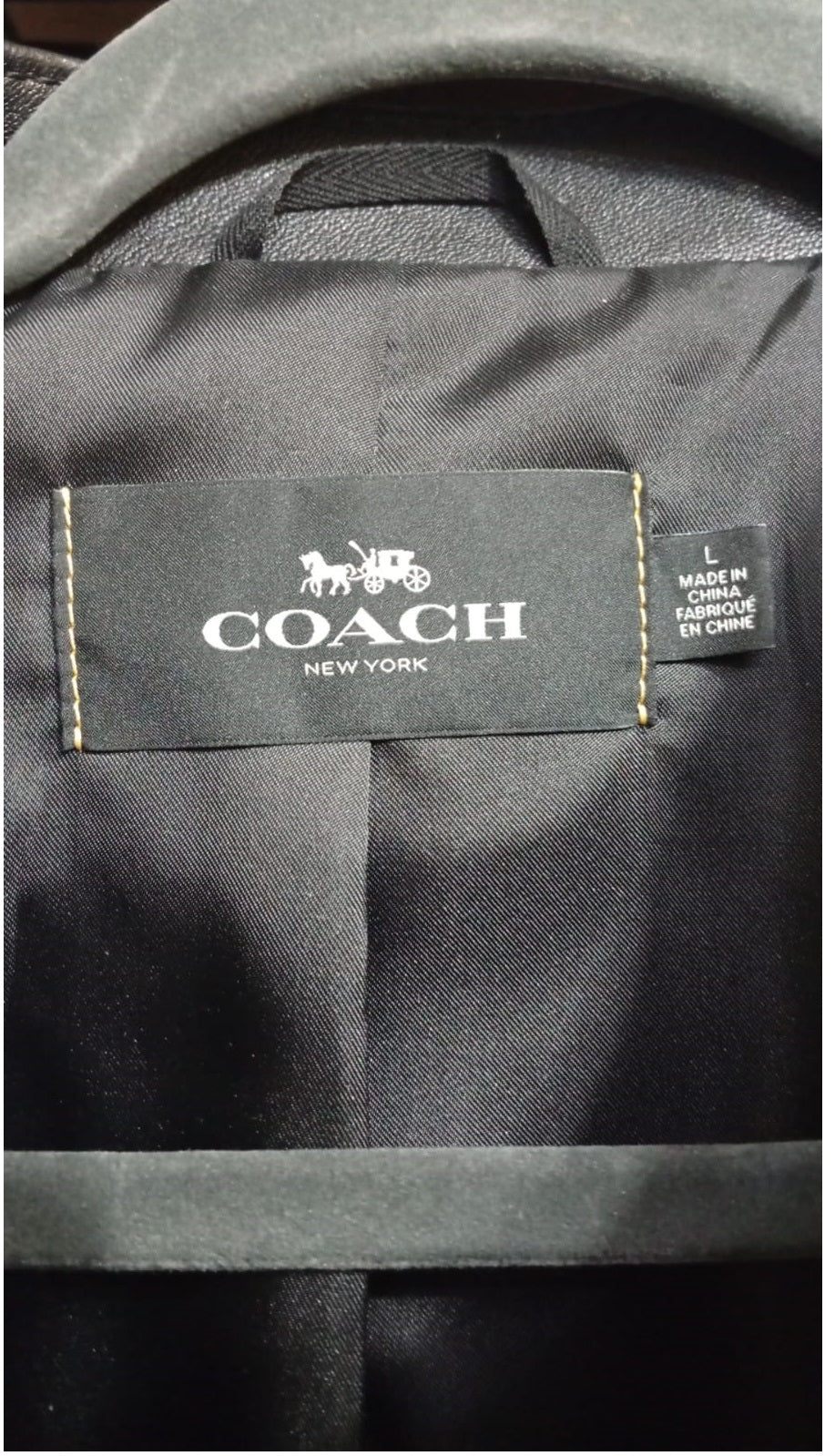 Chaqueta de cuero, de corredor, COACH original, negro (USADA).