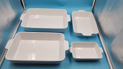 Cazuelas con asas Para Horno FOBENTA 4 Pzs Rectangulares Cerámica