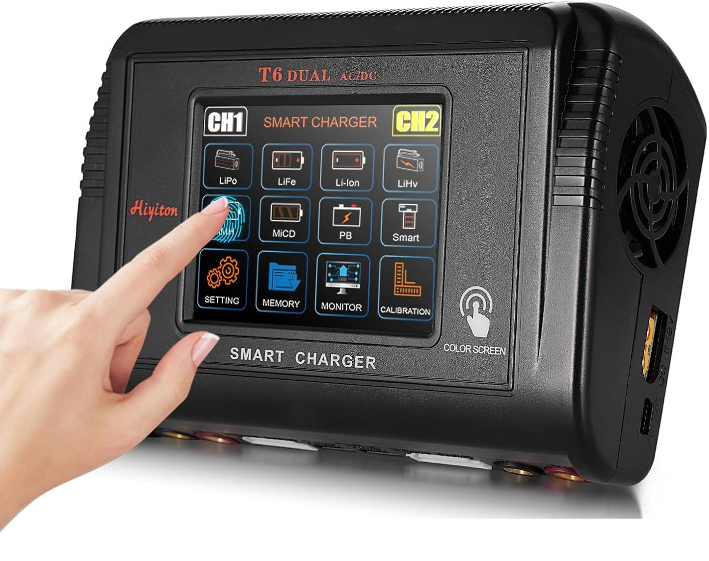 Cargador de batería dual Lipo Hiyiton Pantalla Táctil RC. USADO