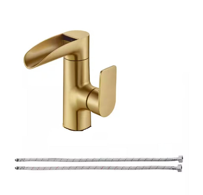 Grifo para baño  Waterfall de una manija y un solo orificio, de arco bajo