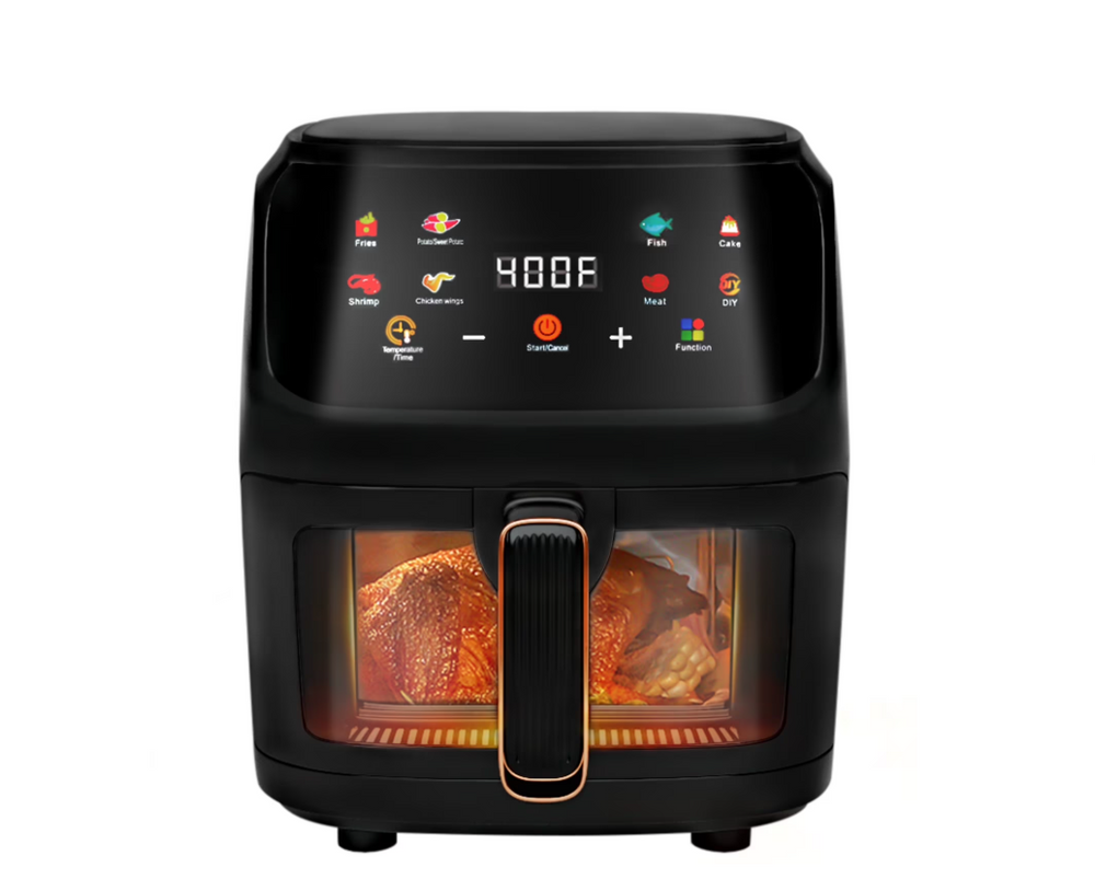 Freidora de Aire Bluebow 7.5QT, Pantalla Táctil 8 en 1, 1700W, Vent. Visible