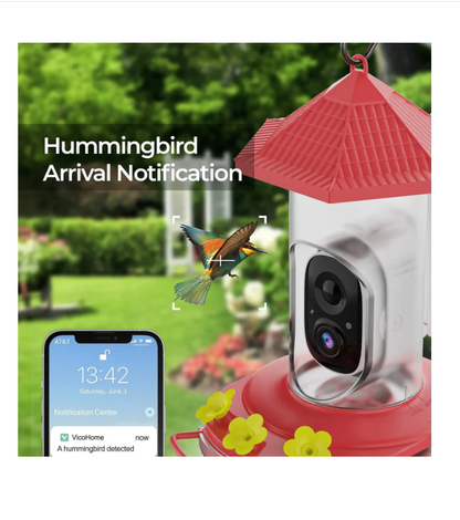 Comedero inteligente para colibríes, con cámara, (USADO).