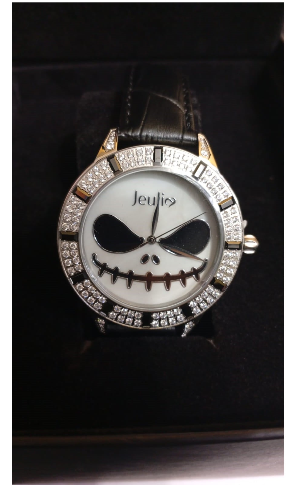 Reloj de cuarzo, JEULIA, Correa de cuero, Jack Skellington.