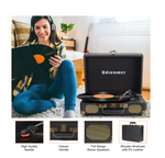 Tocadiscos de maletín con Bocinas, para Discos de vinilo, Udreamer.