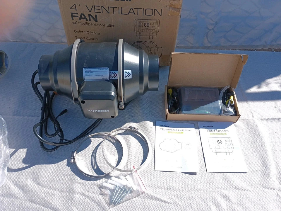 Ventilador para salas de cultivo controlador inteligente VIVOSUN 4" 134 CFM