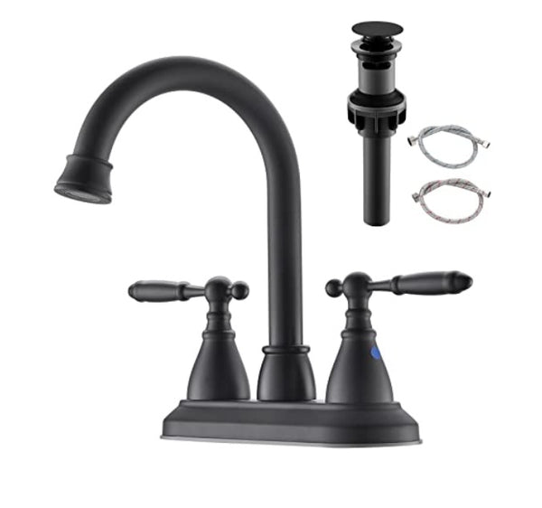 Grifo para lavabo de baño BRAVEBAR de 4 pulgadas, color negro