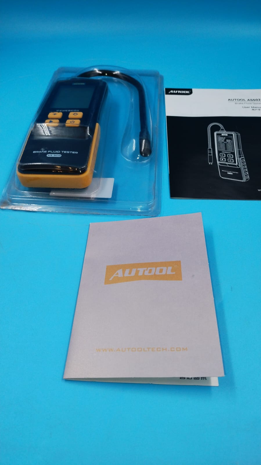 Comprobador de líquido de frenos AUTOOL AS502 para vehículos DOT3, DOT4 y DOT5.1.