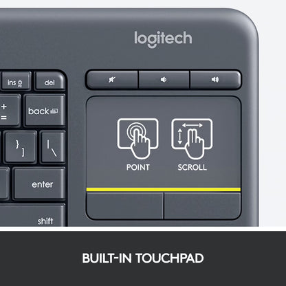 Teclado Logitech K400 Plus Inalámbrico Touchpad