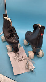 Patines de ruedas para mujer, de piel artificial, ajustables, doble fila, 4 ruedas
