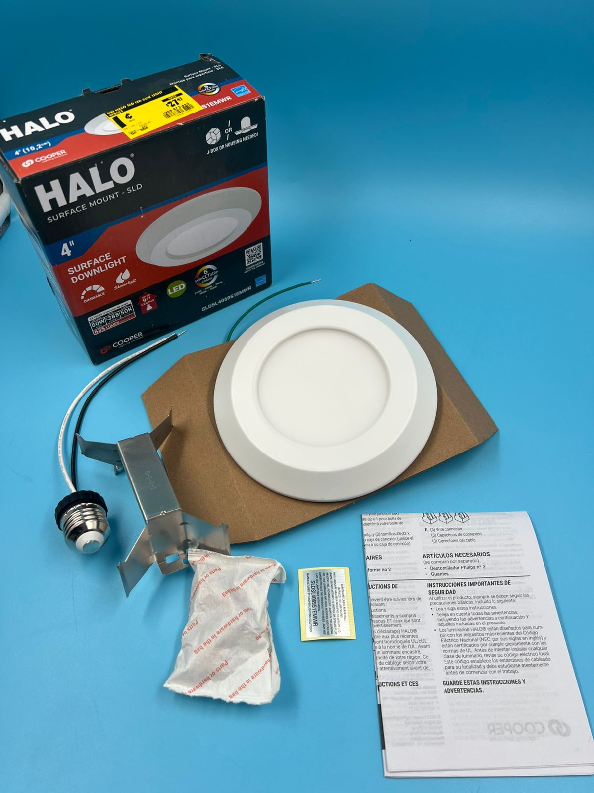 HALO Downlight LED integrado 4" regulable color blanco