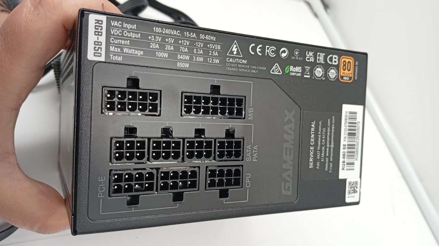 Fuente de alimentación, GAMEMAX 850W, 80 Plus Gold, (USADO).