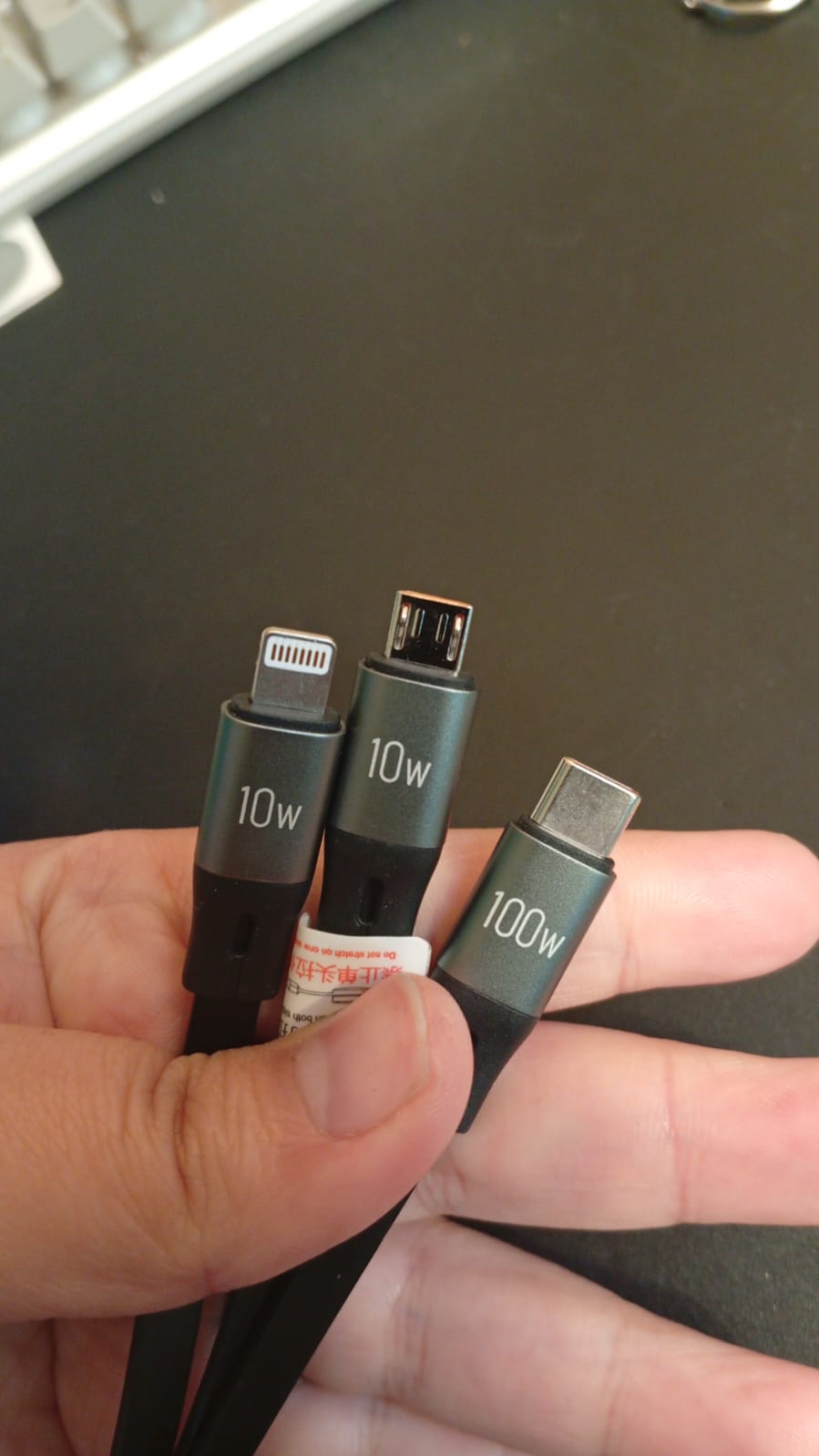 Cable de carga múltiple de 100 W, retráctil, Cafele 3 en 1.