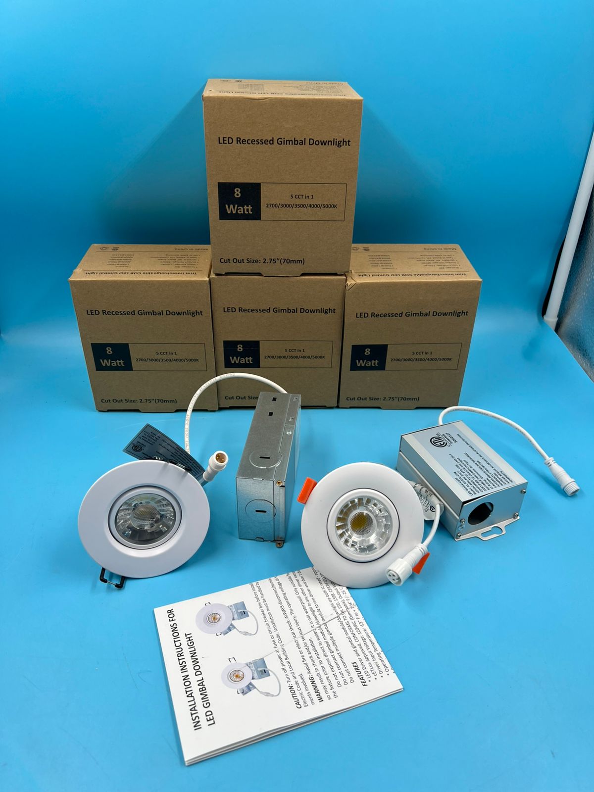 Foco (6) giratorio de cardán empotrado 5 CCT Y 3 CCT  3" lámpara de techo