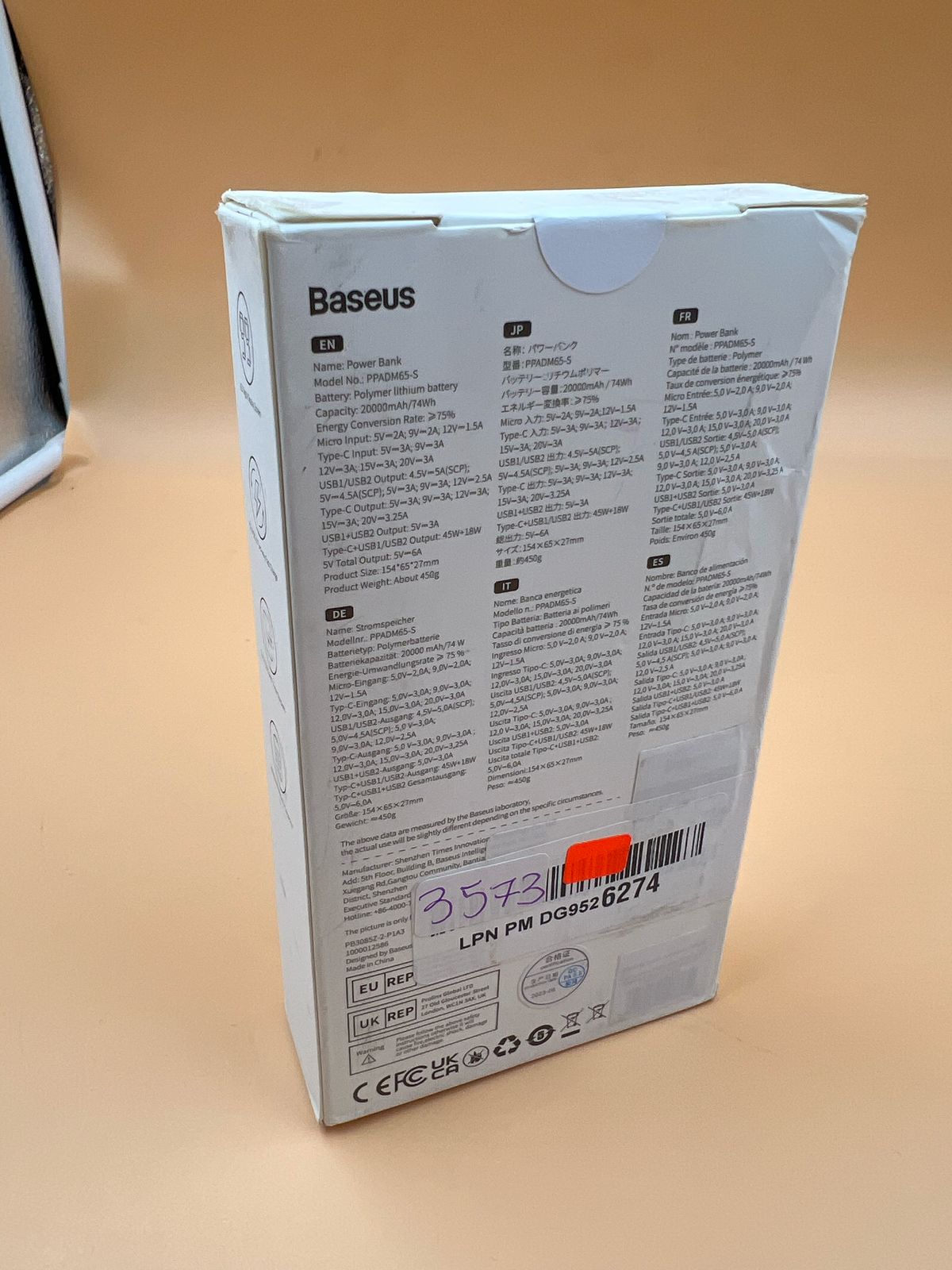 Banco energía Baseus Adaman 65W 20000 mAh