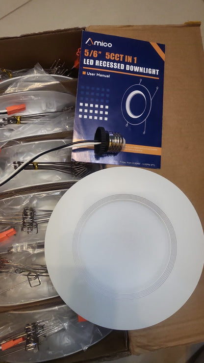 Focos LED Empotrables Amico 5/6 Pulgadas 24 Piezas 12.5W 950Lm 5CCT Regulables