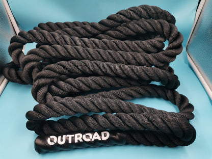 Cuerda Battle Rope Crossfit Fitness 9 m negra marca OUTROAD