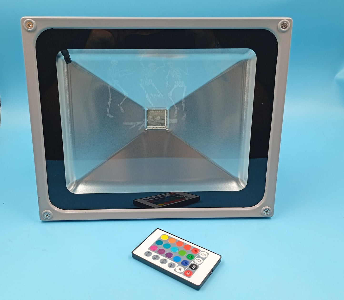 Luz de inundación LED, RGB de 50 W, control remoto, (DETALLE).