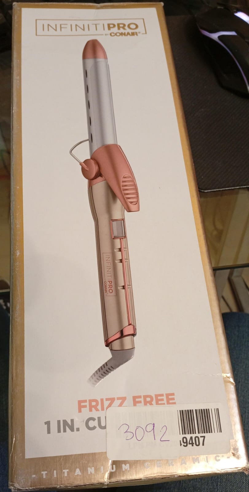 CONAIR, Rizadora de cerámica con titanio, 1", No frizz, (USADO).