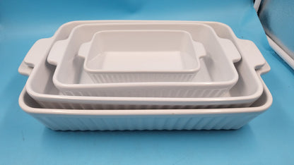 Cazuelas con asas Para Horno FOBENTA 4 Pzs Rectangulares Cerámica
