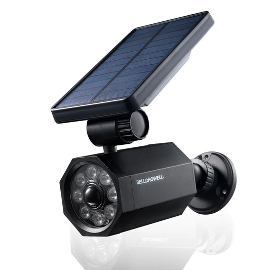 BELL+HOWELL- Lampara solar para exteriores con panel solar, Negro