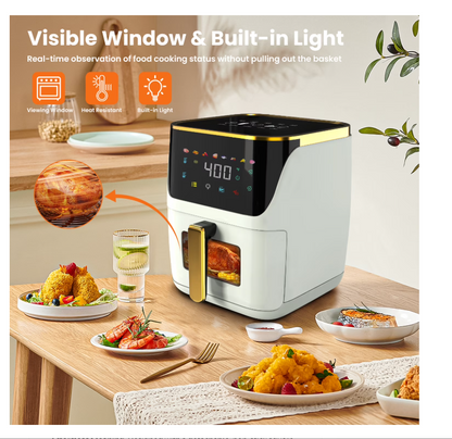 Freidora de Aire Bluebow, 8.5 QT, Pantalla Táctil 8 en 1, Ventana Visible.