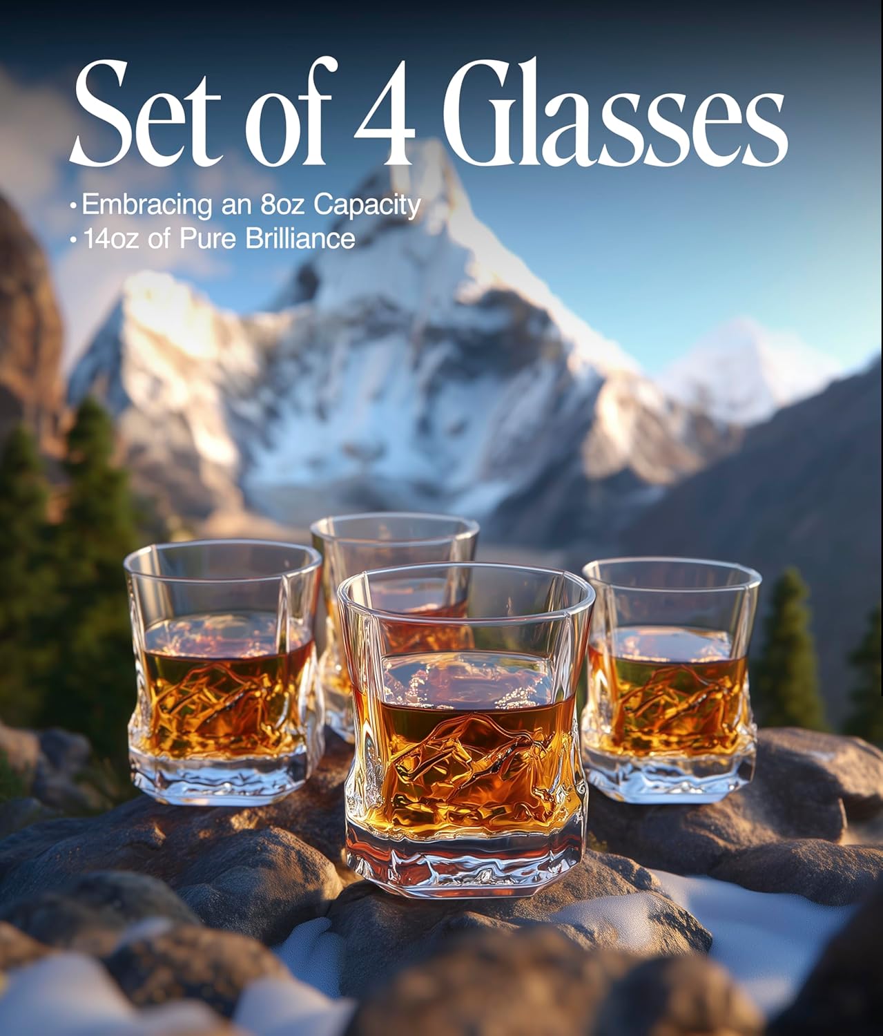 Juego de vasos bourbon de 4 pulgadas, pesado congelable, 8 onzas Unique Everest