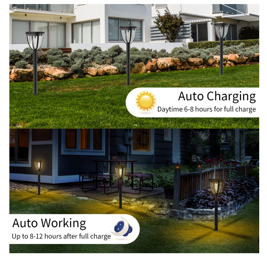 Luces solares para jardín Sidsys, 4Pack, con bombilla, impermeables.