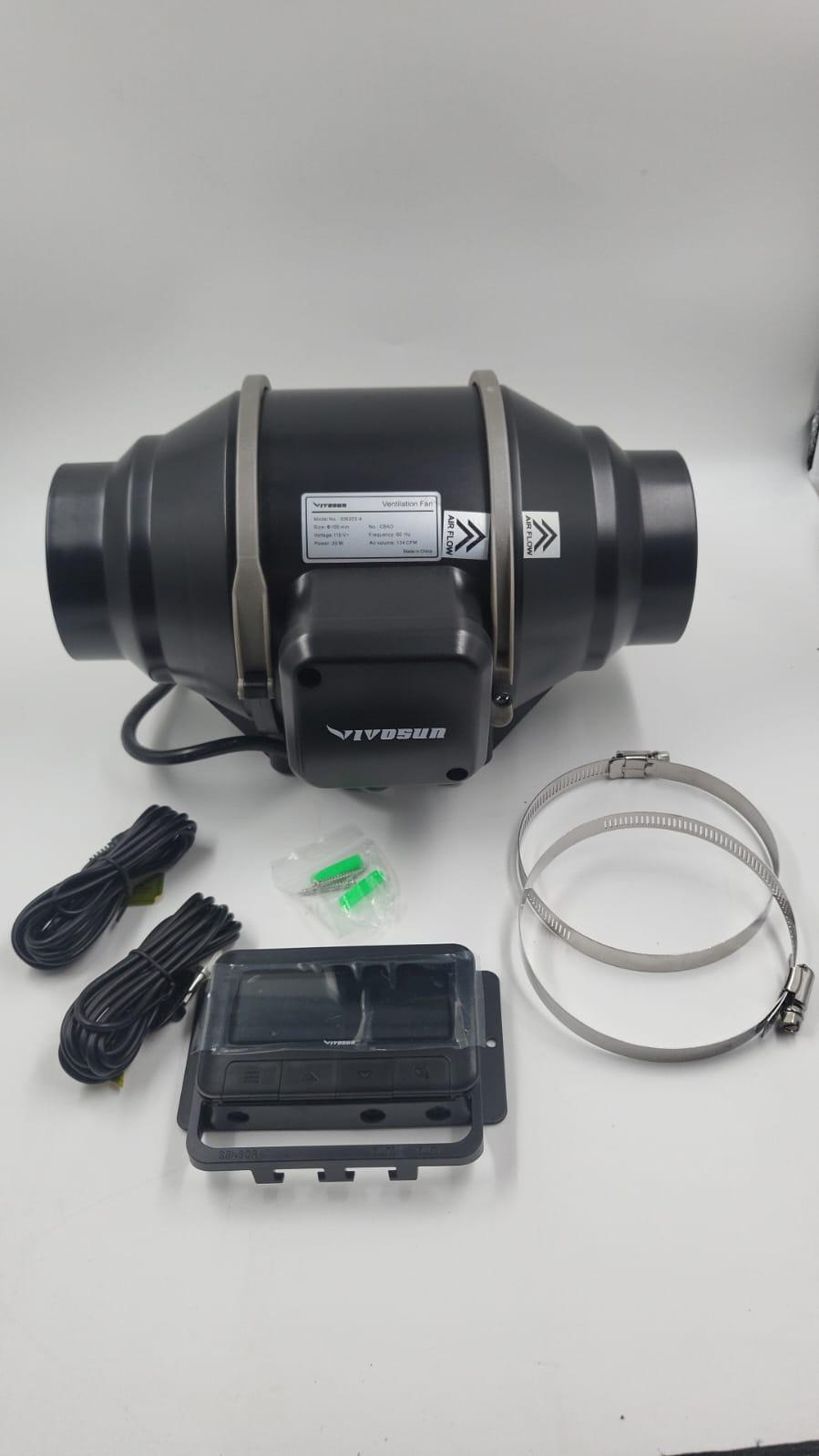 Ventilador para salas de cultivo controlador inteligente VIVOSUN 4" 134 CFM