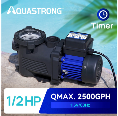 Bomba para piscina Aquastrong PSP050T-PU, 1/2 HP dentro/sobre suelo.