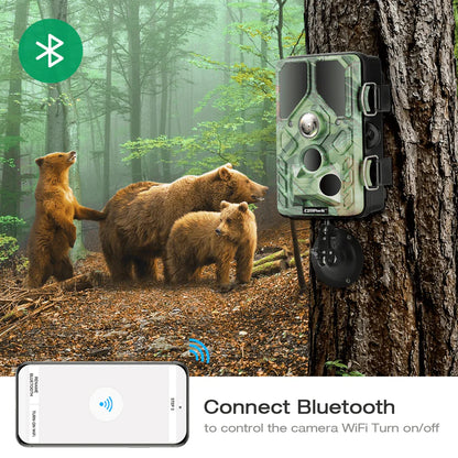 Cámara de caza Campark T85 WiFi Bluetooth de 24 MP y 1296P(USADO)
