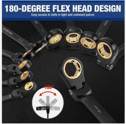 Juego de llaves de trinquete Workpro de 22 piezas, cabezal flexible de 180°.