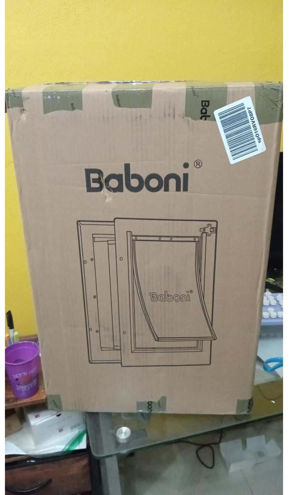 Baboni, Puerta para mascotas para pared, marco de acero. Large.