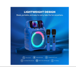 Máquina de karaoke JOYC, 2 micrófonos inalámbricos y luces RGB