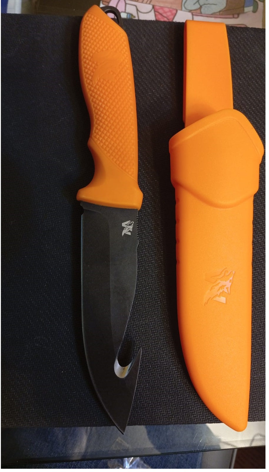 Cuchillo De Caza, Odenwolf - Hunter 2 Naranja Negro, C/funda.
