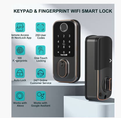 Cerraduras de puerta con teclado inteligente Hornbill, WiFi, sin llave.